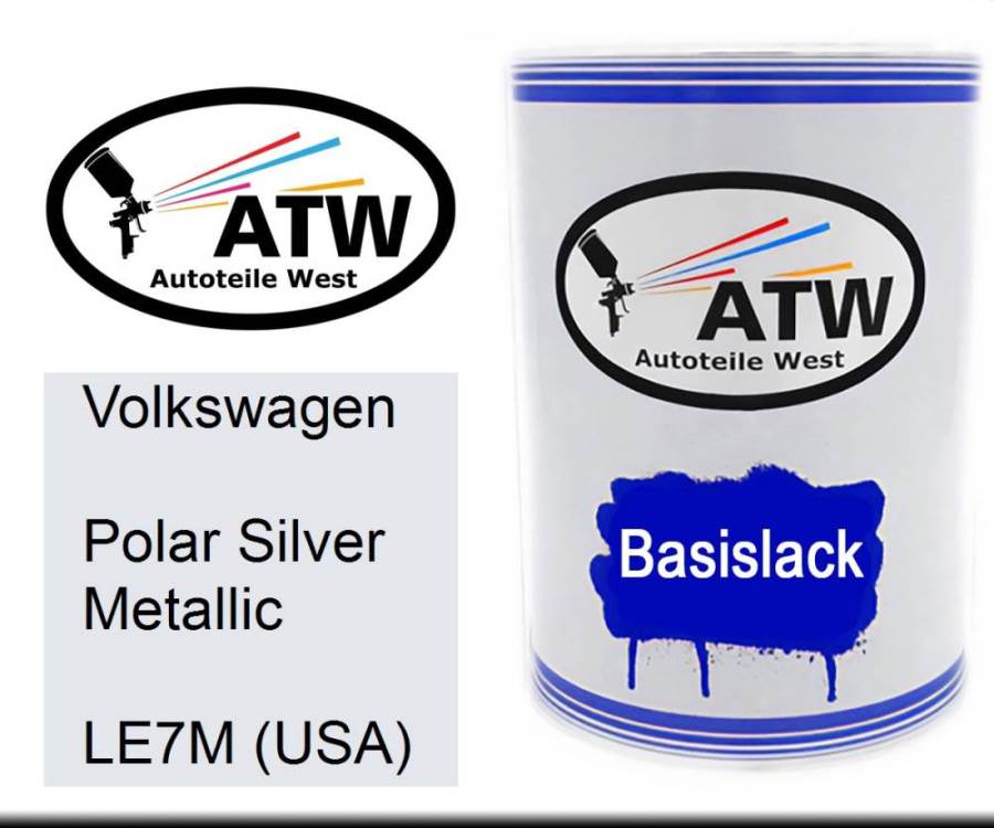 Volkswagen, Polar Silver Metallic, LE7M (USA): 500ml Lackdose, von ATW Autoteile West.